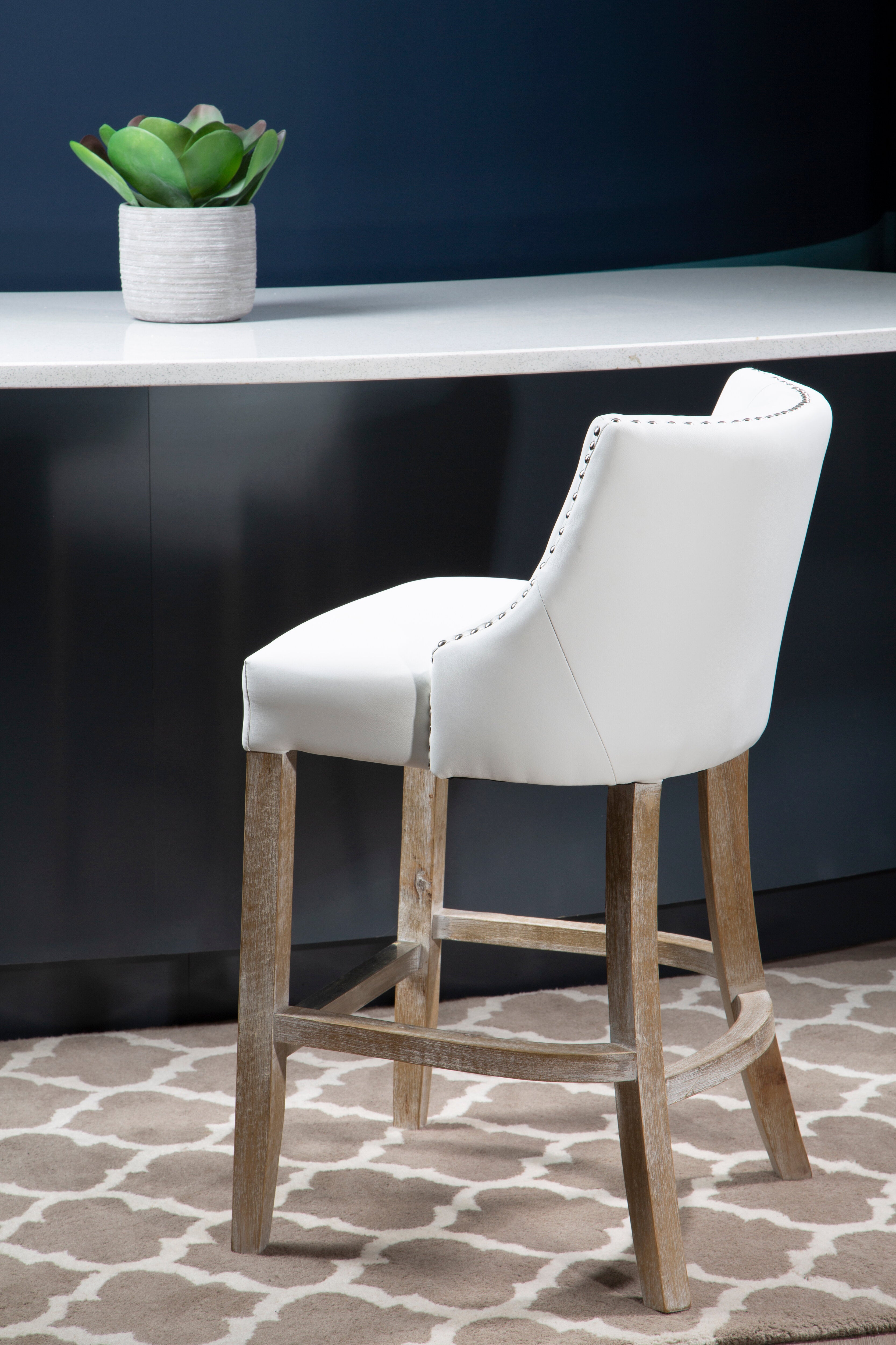 Candace Townhouse Stud White Detail Bar Stool